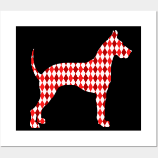 Red Harlequin Great Dane Silhouette Posters and Art